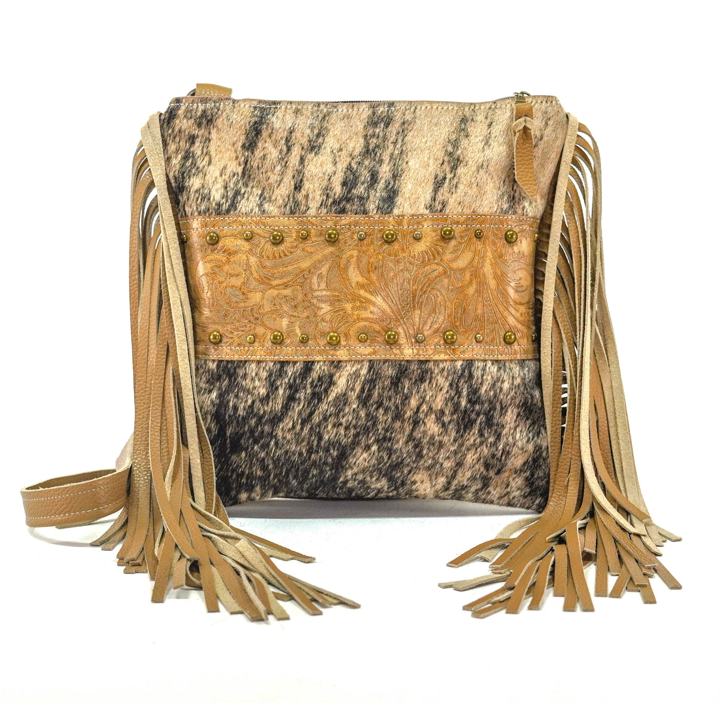 Shania - Light Brindle w/ Bonanza Tool-Shania-Western-Cowhide-Bags-Handmade-Products-Gifts-Dancing Cactus Designs