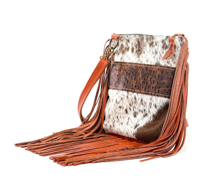 Shania - Longhorn w/ Ostrich-Shania-Western-Cowhide-Bags-Handmade-Products-Gifts-Dancing Cactus Designs