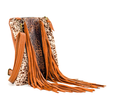 Shania - Longhorn w/ Ostrich-Shania-Western-Cowhide-Bags-Handmade-Products-Gifts-Dancing Cactus Designs