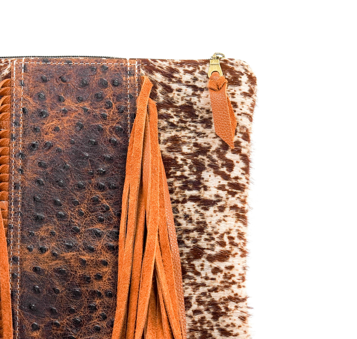 Shania - Longhorn w/ Ostrich-Shania-Western-Cowhide-Bags-Handmade-Products-Gifts-Dancing Cactus Designs