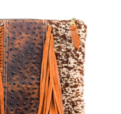 Shania - Longhorn w/ Ostrich-Shania-Western-Cowhide-Bags-Handmade-Products-Gifts-Dancing Cactus Designs