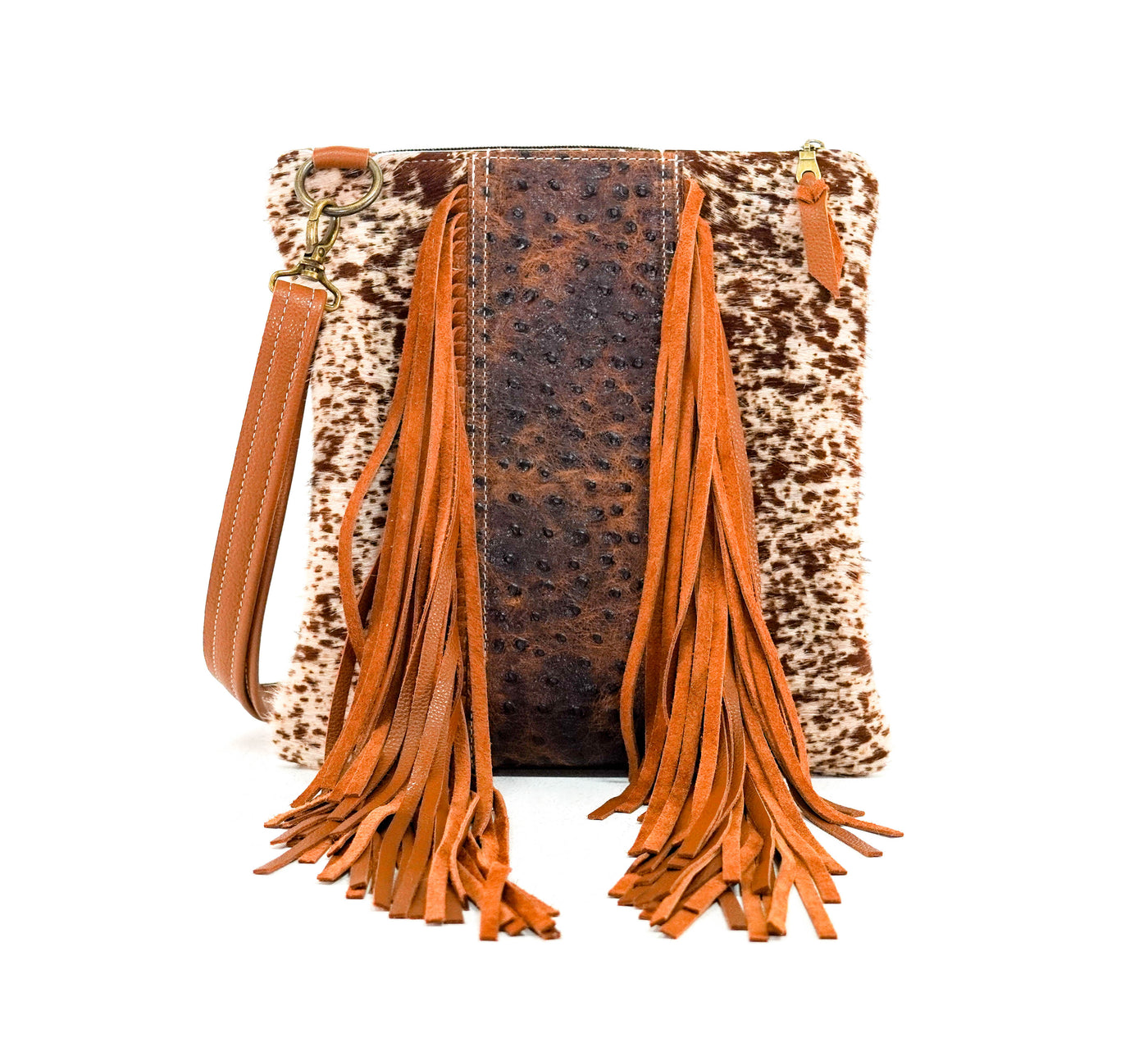 Shania - Longhorn w/ Ostrich-Shania-Western-Cowhide-Bags-Handmade-Products-Gifts-Dancing Cactus Designs