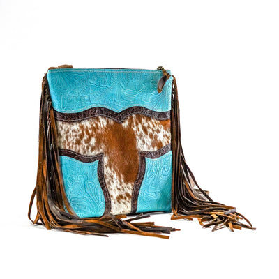 Shania - Longhorn w/ Turquoise Denver Tool-Shania-Western-Cowhide-Bags-Handmade-Products-Gifts-Dancing Cactus Designs