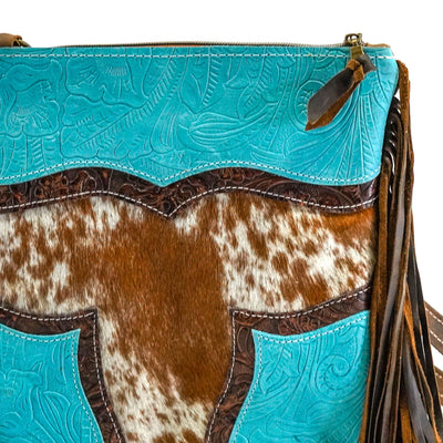 Shania - Longhorn w/ Turquoise Denver Tool-Shania-Western-Cowhide-Bags-Handmade-Products-Gifts-Dancing Cactus Designs
