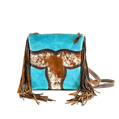 Shania - Longhorn w/ Turquoise Denver Tool-Shania-Western-Cowhide-Bags-Handmade-Products-Gifts-Dancing Cactus Designs