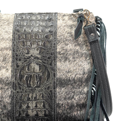Shania - Salt/Pepper w/ Smoke Show Croc-Shania-Western-Cowhide-Bags-Handmade-Products-Gifts-Dancing Cactus Designs