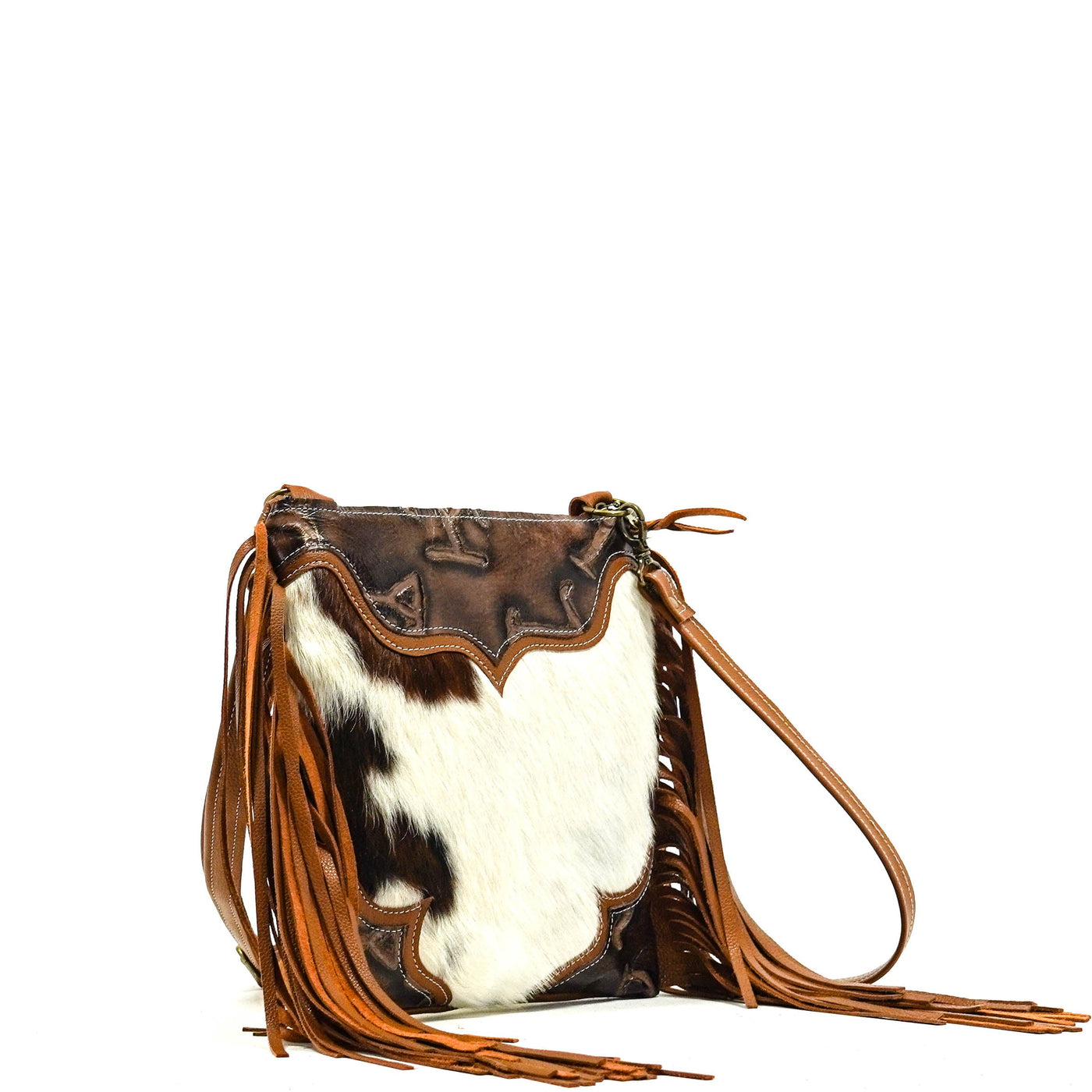 Shania - Tricolor w/ Mahogany Brands-Shania-Western-Cowhide-Bags-Handmade-Products-Gifts-Dancing Cactus Designs