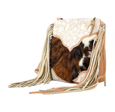 Shania - Tricolor w/ Marshmallow Roses-Shania-Western-Cowhide-Bags-Handmade-Products-Gifts-Dancing Cactus Designs