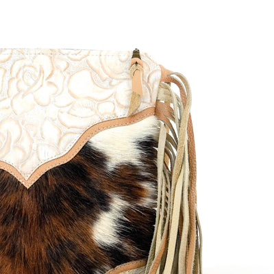 Shania - Tricolor w/ Marshmallow Roses-Shania-Western-Cowhide-Bags-Handmade-Products-Gifts-Dancing Cactus Designs