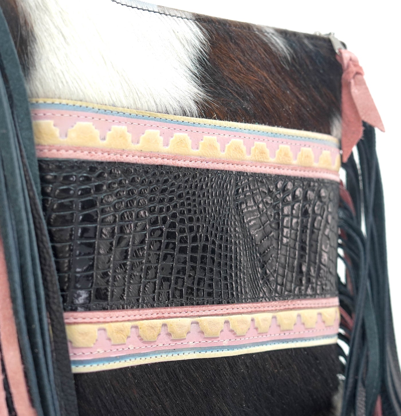 Shania - Tricolor w/ Onyx Croc-Shania-Western-Cowhide-Bags-Handmade-Products-Gifts-Dancing Cactus Designs