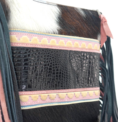 Shania - Tricolor w/ Onyx Croc-Shania-Western-Cowhide-Bags-Handmade-Products-Gifts-Dancing Cactus Designs