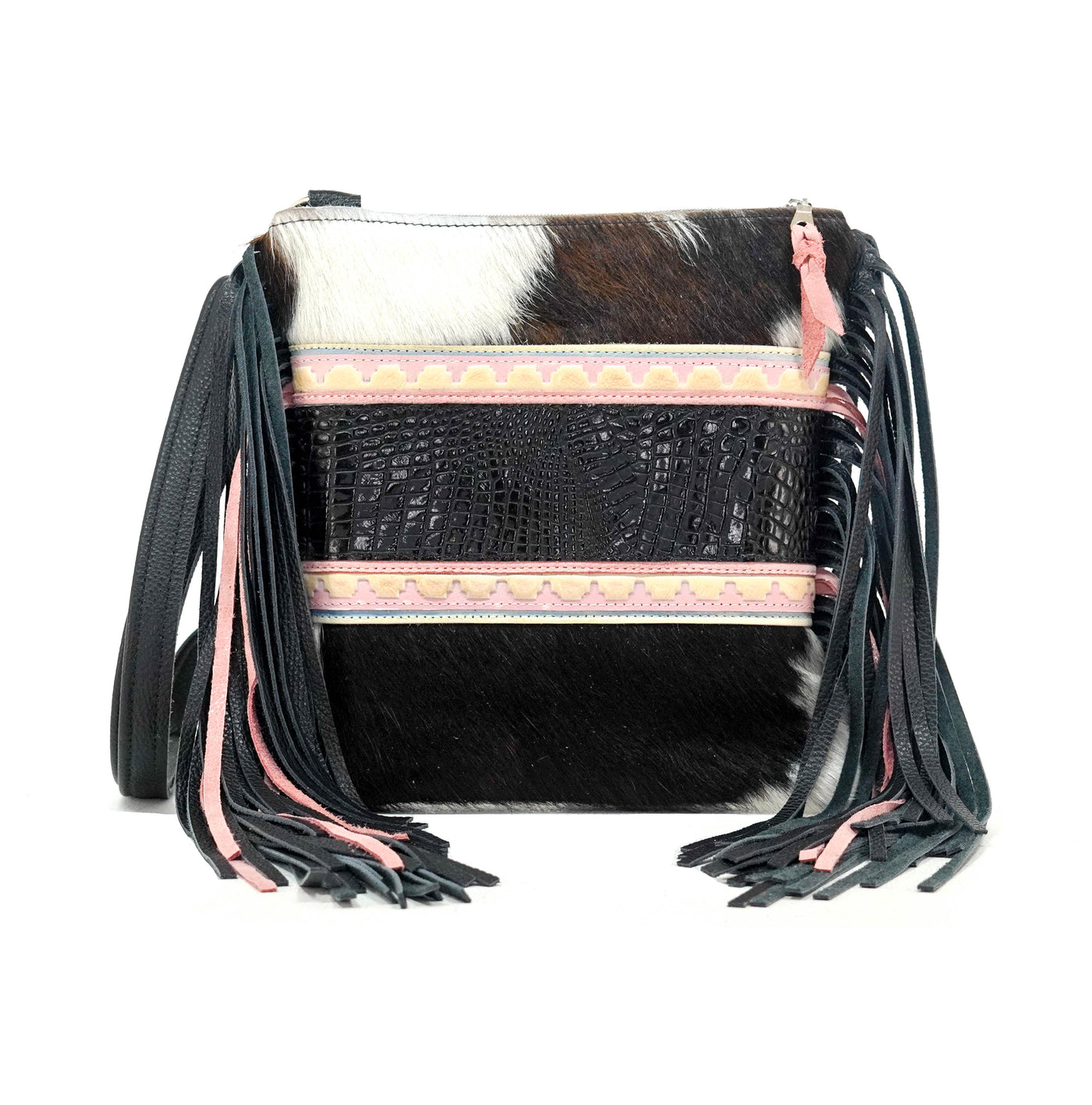 Shania - Tricolor w/ Onyx Croc-Shania-Western-Cowhide-Bags-Handmade-Products-Gifts-Dancing Cactus Designs