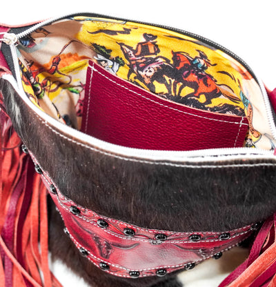 Shania - Tricolor w/ Red Skulls-Shania-Western-Cowhide-Bags-Handmade-Products-Gifts-Dancing Cactus Designs