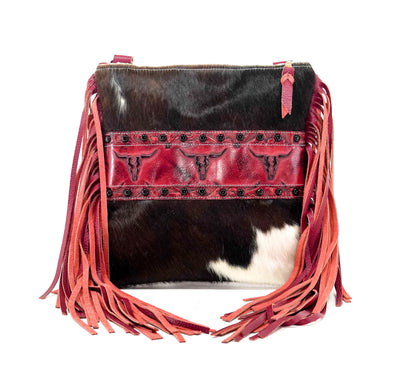 Shania - Tricolor w/ Red Skulls-Shania-Western-Cowhide-Bags-Handmade-Products-Gifts-Dancing Cactus Designs