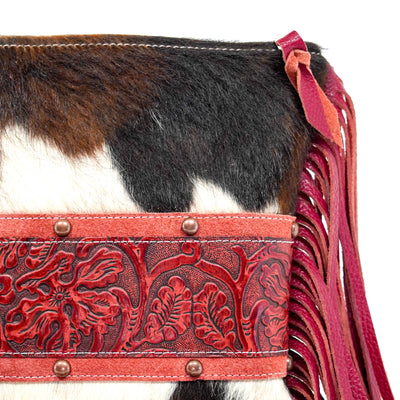 Shania - Tricolor w/ Red Tool-Shania-Western-Cowhide-Bags-Handmade-Products-Gifts-Dancing Cactus Designs