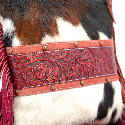 Shania - Tricolor w/ Red Tool-Shania-Western-Cowhide-Bags-Handmade-Products-Gifts-Dancing Cactus Designs