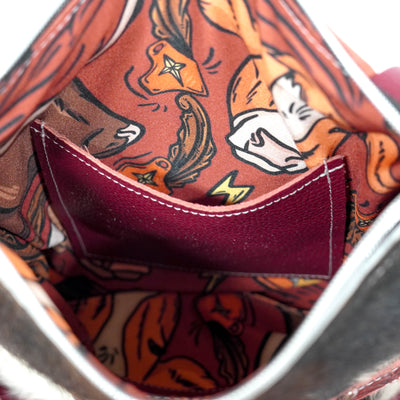 Shania - Tricolor w/ Red Tool-Shania-Western-Cowhide-Bags-Handmade-Products-Gifts-Dancing Cactus Designs