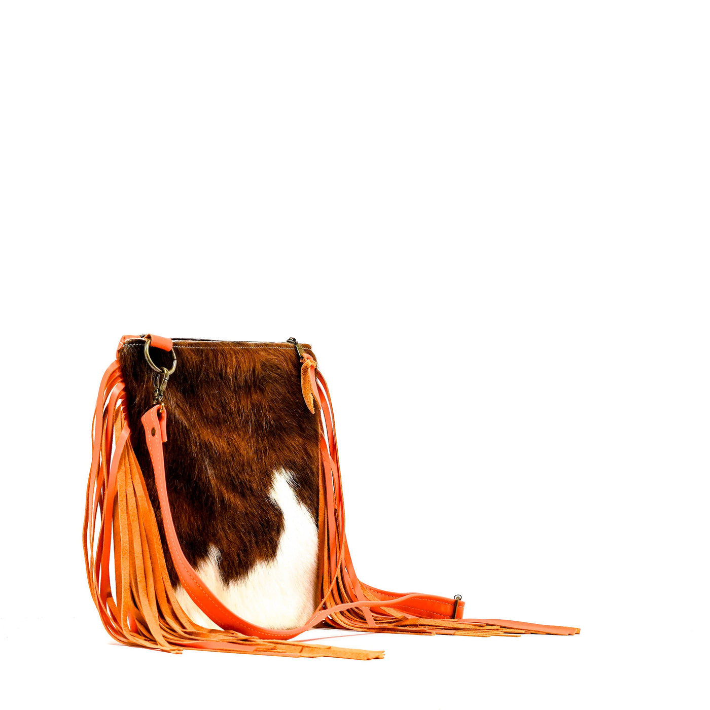 Shania - Tricolor w/ Tangerine Leather-Shania-Western-Cowhide-Bags-Handmade-Products-Gifts-Dancing Cactus Designs