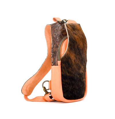 Sling Bag - Red Brindle w/ Cowboy tool-Sling Bag-Western-Cowhide-Bags-Handmade-Products-Gifts-Dancing Cactus Designs