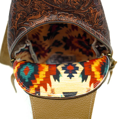 Sling Bag - Tricolor w/ Cowboy tool-Sling Bag-Western-Cowhide-Bags-Handmade-Products-Gifts-Dancing Cactus Designs