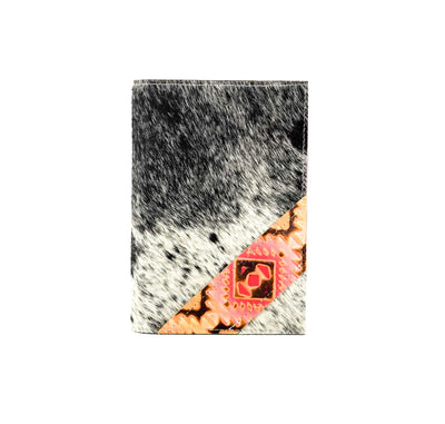 Small Notepad Cover - Black & White w/ Moab Aztec-Small Notepad Cover-Western-Cowhide-Bags-Handmade-Products-Gifts-Dancing Cactus Designs