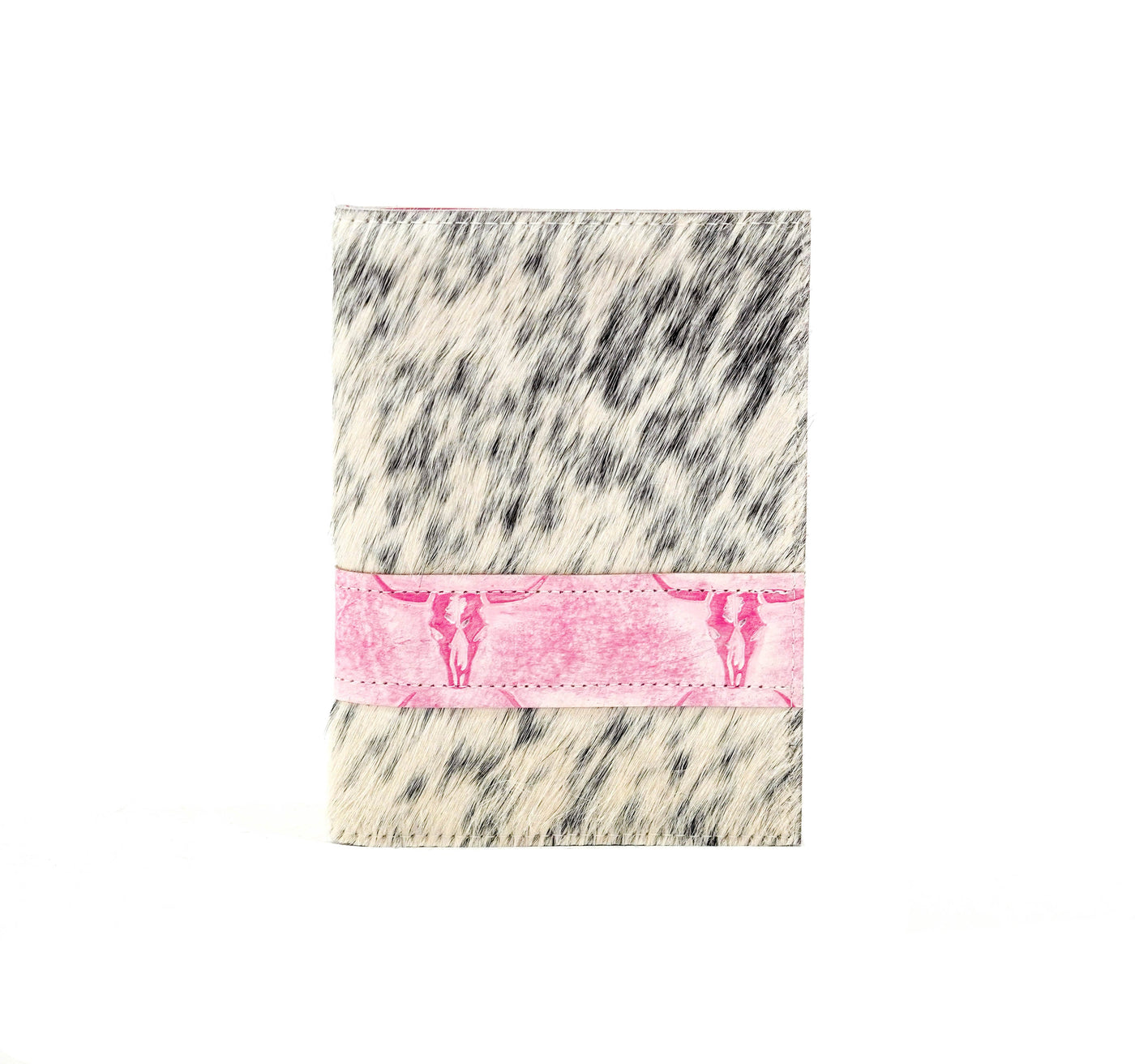 Small Notepad Cover - Black & White w/ Western Barbie Skulls-Small Notepad Cover-Western-Cowhide-Bags-Handmade-Products-Gifts-Dancing Cactus Designs