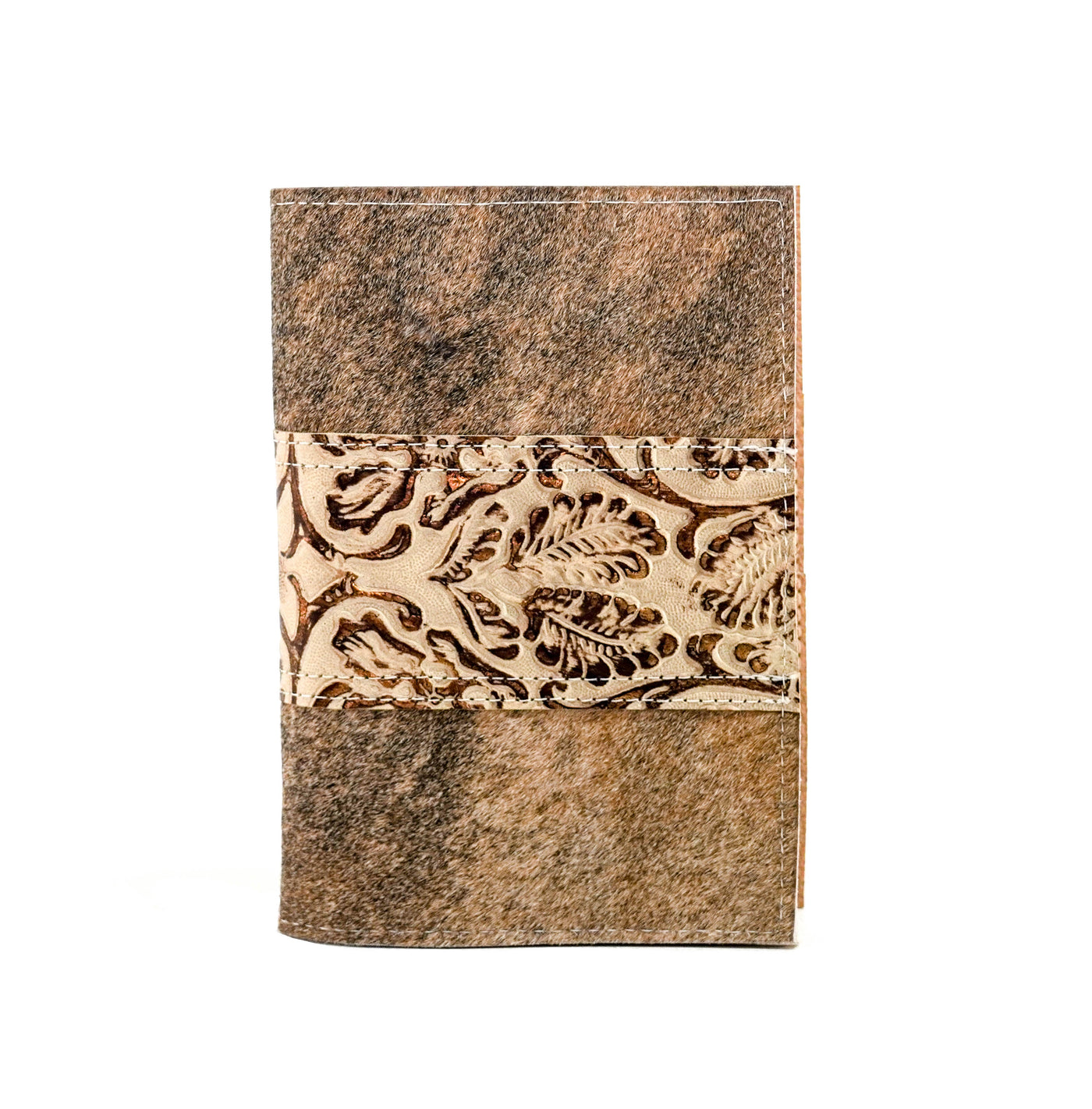 Small Notepad Cover - Brindle w/ Gold Ivory Tool-Small Notepad Cover-Western-Cowhide-Bags-Handmade-Products-Gifts-Dancing Cactus Designs