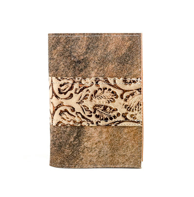 Small Notepad Cover - Brindle w/ Gold Ivory Tool-Small Notepad Cover-Western-Cowhide-Bags-Handmade-Products-Gifts-Dancing Cactus Designs