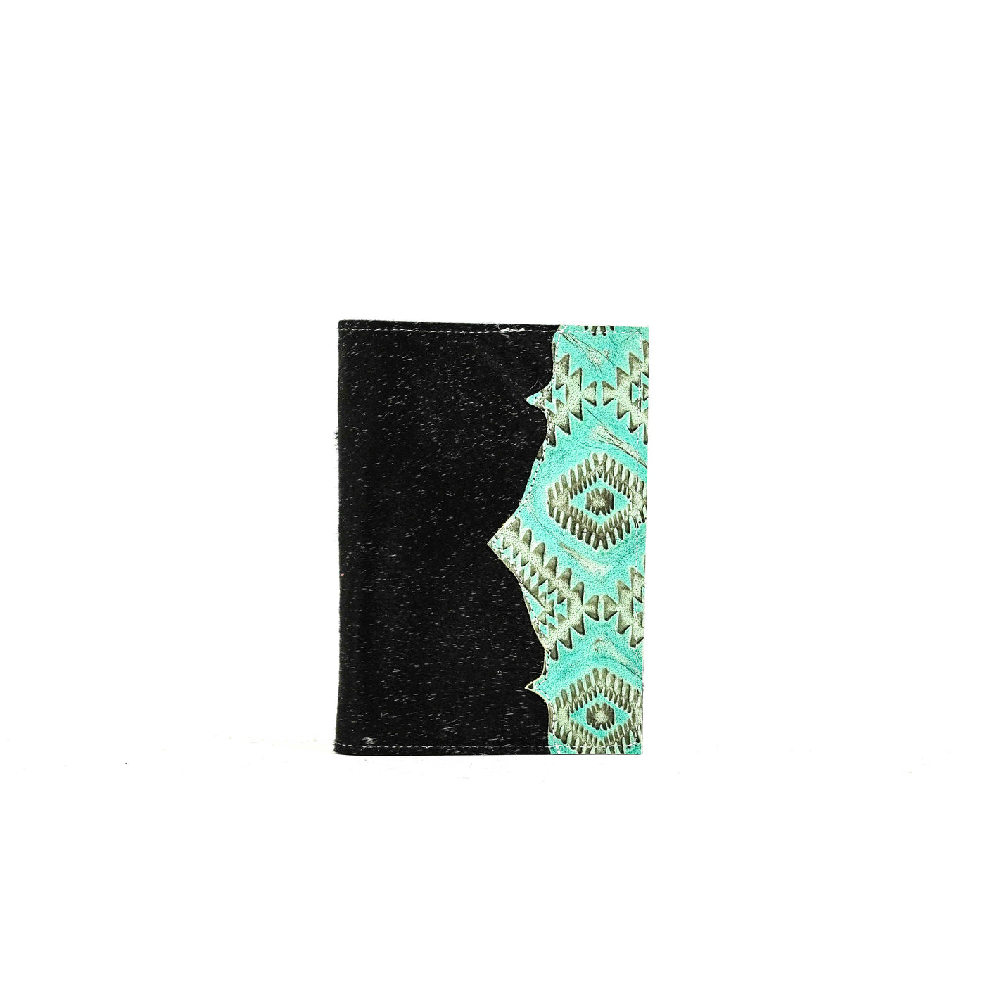Small Notepad Cover - Dark Brindle w/ Turquoise Sand Aztec-Small Notepad Cover-Western-Cowhide-Bags-Handmade-Products-Gifts-Dancing Cactus Designs