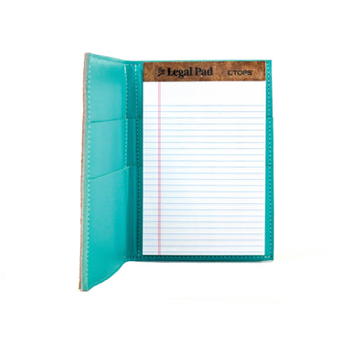 Small Notepad Cover - Light Brindle w/ Turquoise tool-Small Notepad Cover-Western-Cowhide-Bags-Handmade-Products-Gifts-Dancing Cactus Designs