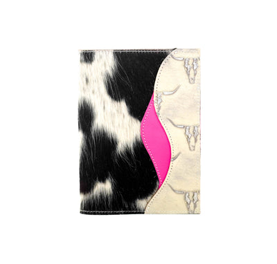 Small Notepad Cover - Tricolor w/ Ghost Skulls-Small Notepad Cover-Western-Cowhide-Bags-Handmade-Products-Gifts-Dancing Cactus Designs