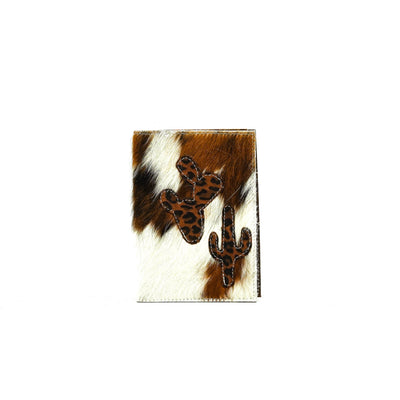 Small Notepad Cover - Tricolor w/ Leather Decal-Small Notepad Cover-Western-Cowhide-Bags-Handmade-Products-Gifts-Dancing Cactus Designs