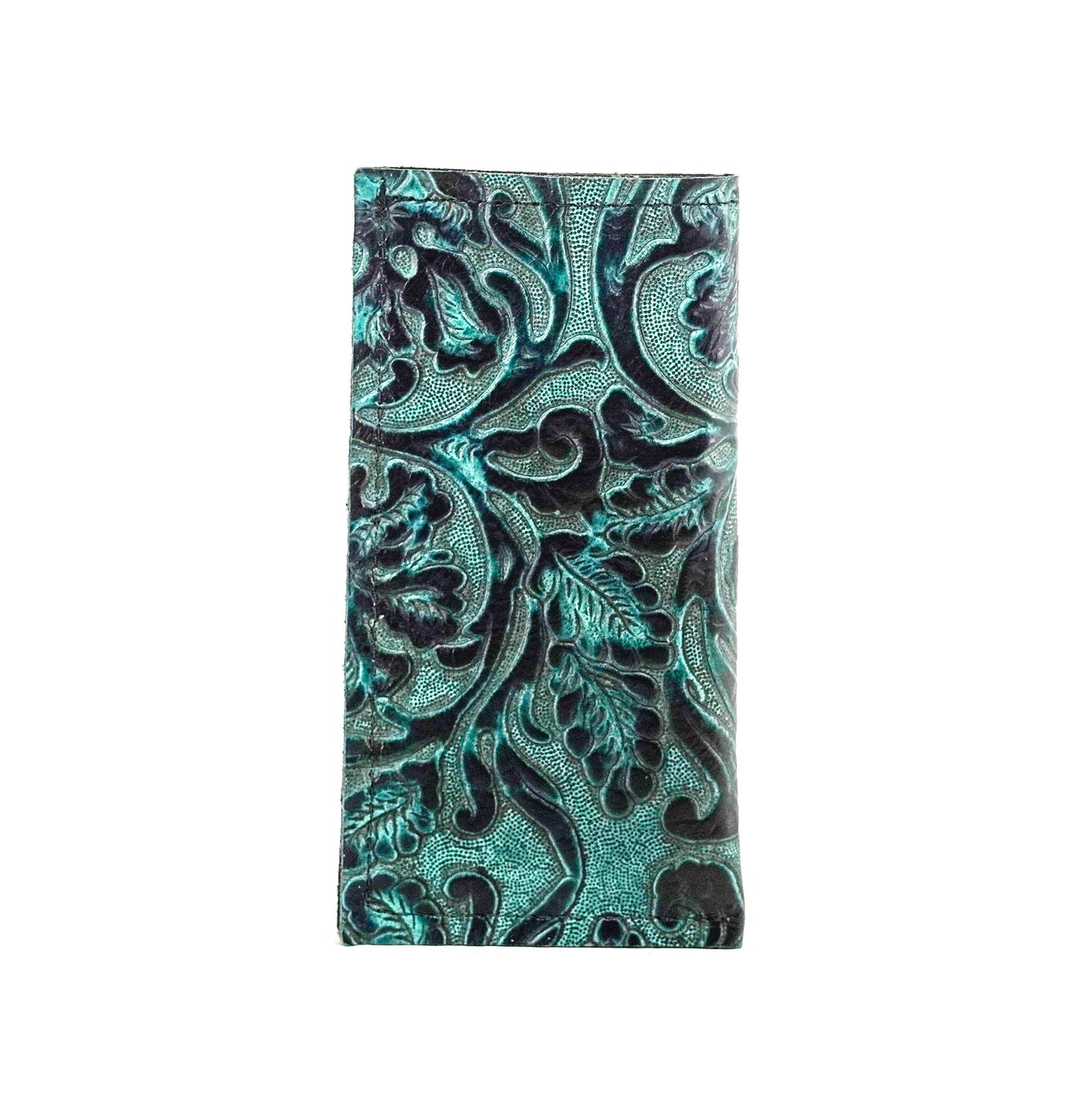 Sunglass Case - All Embossed w/ Indigo Tool-Sunglass Case-Western-Cowhide-Bags-Handmade-Products-Gifts-Dancing Cactus Designs