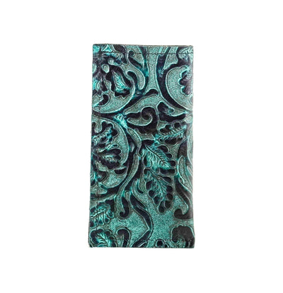 Sunglass Case - All Embossed w/ Indigo Tool-Sunglass Case-Western-Cowhide-Bags-Handmade-Products-Gifts-Dancing Cactus Designs