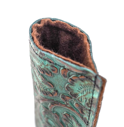 Sunglass Case - All Embossed w/ Lagoon tool-Sunglass Case-Western-Cowhide-Bags-Handmade-Products-Gifts-Dancing Cactus Designs