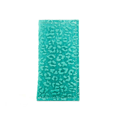 Sunglass Case - All Embossed w/ Turquoise Leopard-Sunglass Case-Western-Cowhide-Bags-Handmade-Products-Gifts-Dancing Cactus Designs