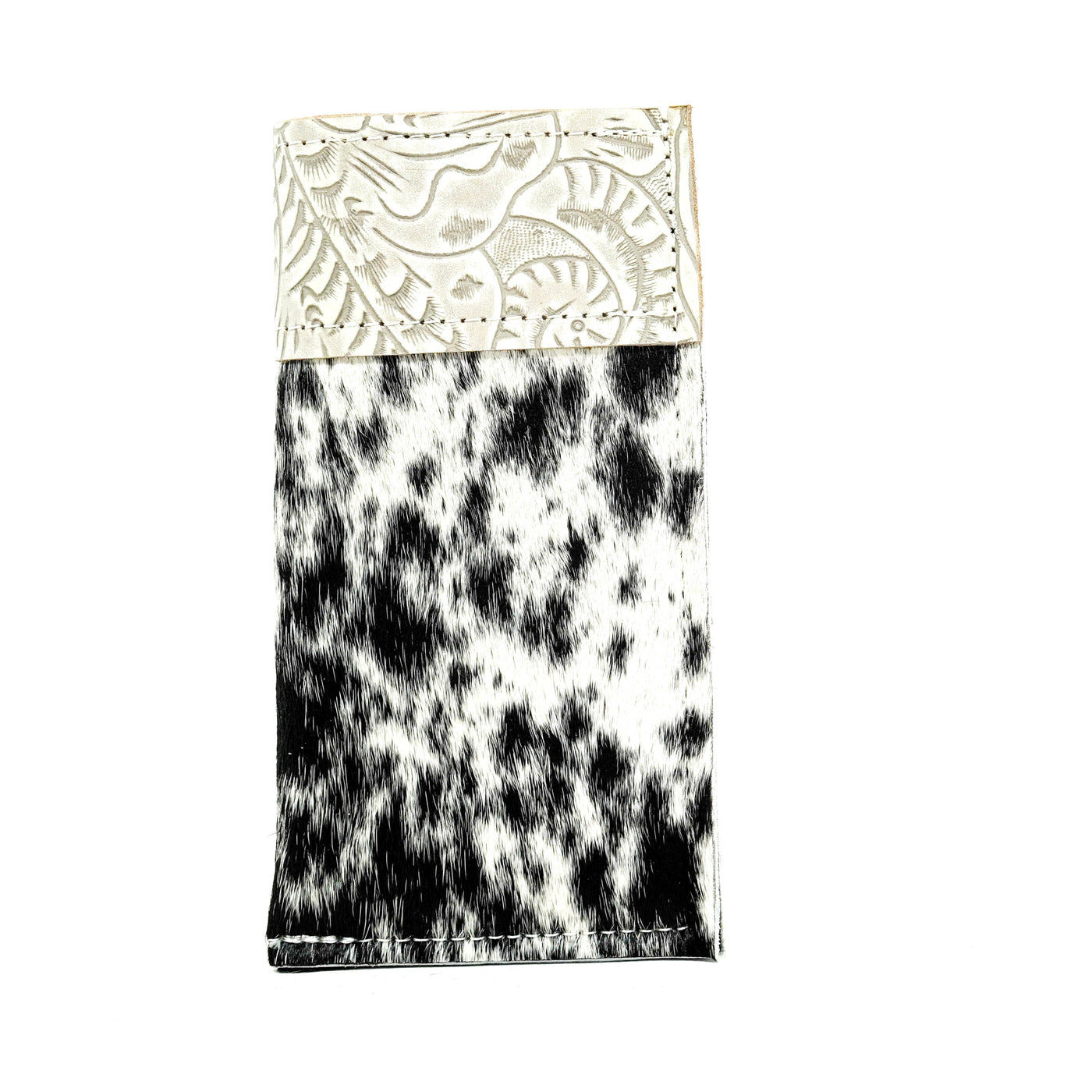 Sunglass Case - Black & White w/ Bone Dallas Tool-Sunglass Case-Western-Cowhide-Bags-Handmade-Products-Gifts-Dancing Cactus Designs