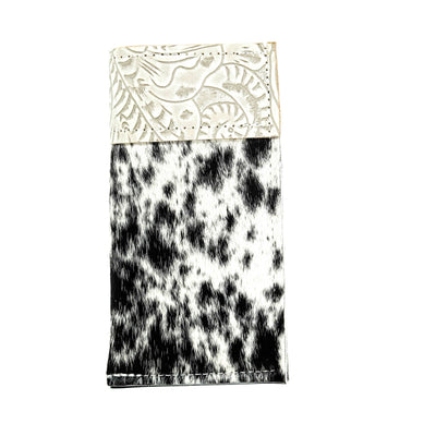 Sunglass Case - Black & White w/ Bone Dallas Tool-Sunglass Case-Western-Cowhide-Bags-Handmade-Products-Gifts-Dancing Cactus Designs
