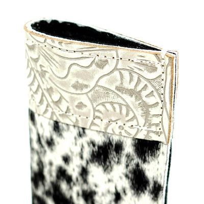 Sunglass Case - Black & White w/ Bone Dallas Tool-Sunglass Case-Western-Cowhide-Bags-Handmade-Products-Gifts-Dancing Cactus Designs