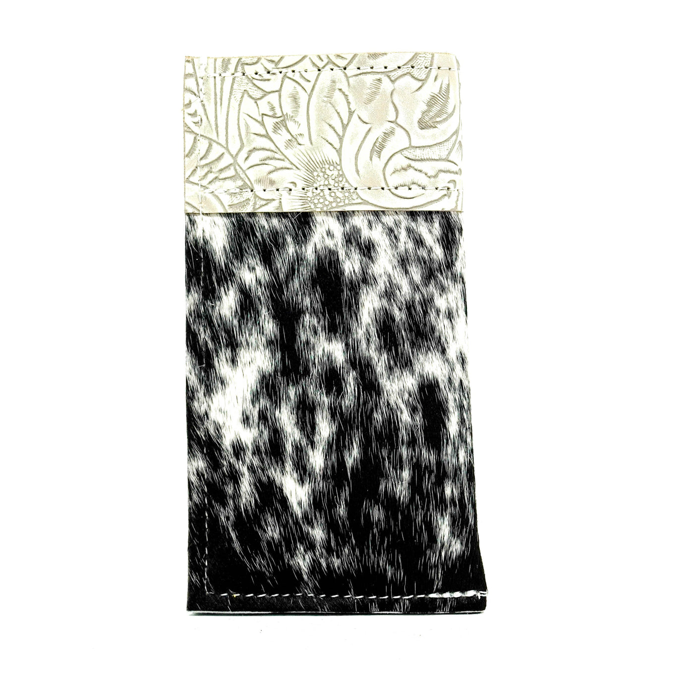 Sunglass Case - Black & White w/ Bone Dallas Tool-Sunglass Case-Western-Cowhide-Bags-Handmade-Products-Gifts-Dancing Cactus Designs