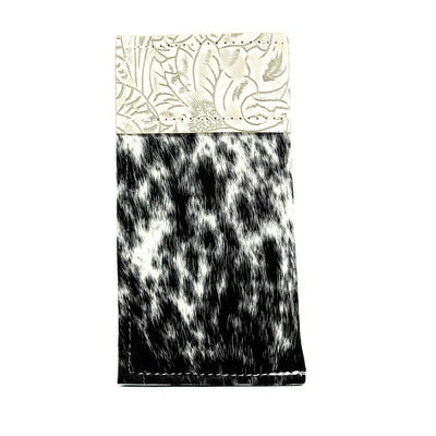 Sunglass Case - Black & White w/ Bone Dallas Tool-Sunglass Case-Western-Cowhide-Bags-Handmade-Products-Gifts-Dancing Cactus Designs