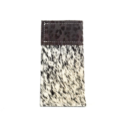 Sunglass Case - Black & White w/ Espresso Leopard-Sunglass Case-Western-Cowhide-Bags-Handmade-Products-Gifts-Dancing Cactus Designs