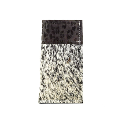 Sunglass Case - Black & White w/ Espresso Leopard-Sunglass Case-Western-Cowhide-Bags-Handmade-Products-Gifts-Dancing Cactus Designs