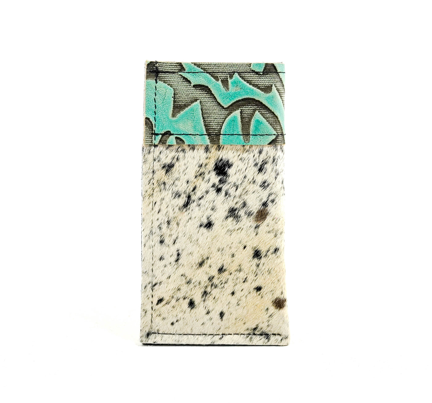 Sunglass Case - Black & White w/ Mint Laredo-Sunglass Case-Western-Cowhide-Bags-Handmade-Products-Gifts-Dancing Cactus Designs