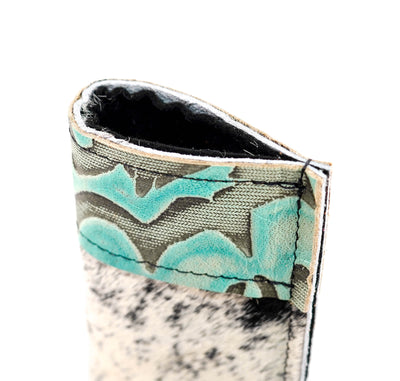 Sunglass Case - Black & White w/ Mint Laredo-Sunglass Case-Western-Cowhide-Bags-Handmade-Products-Gifts-Dancing Cactus Designs
