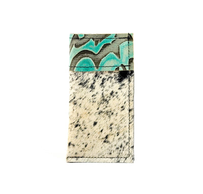 Sunglass Case - Black & White w/ Mint Laredo-Sunglass Case-Western-Cowhide-Bags-Handmade-Products-Gifts-Dancing Cactus Designs
