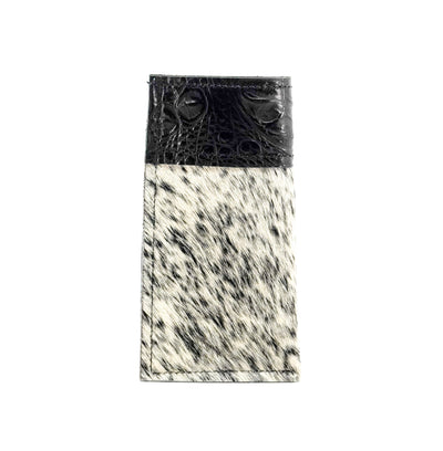 Sunglass Case - Black & White w/ Onyx Croc-Sunglass Case-Western-Cowhide-Bags-Handmade-Products-Gifts-Dancing Cactus Designs