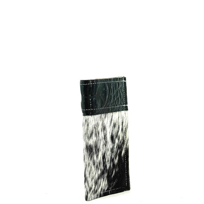 Sunglass Case - Black & White w/ Onyx Croc-Sunglass Case-Western-Cowhide-Bags-Handmade-Products-Gifts-Dancing Cactus Designs
