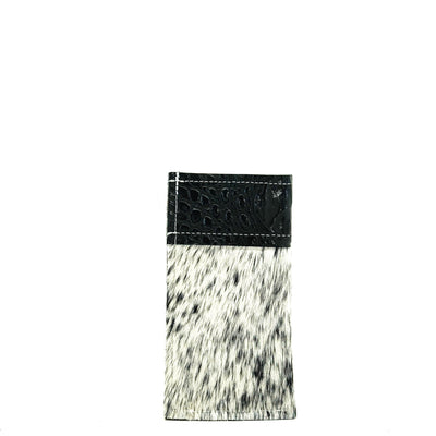 Sunglass Case - Black & White w/ Onyx Croc-Sunglass Case-Western-Cowhide-Bags-Handmade-Products-Gifts-Dancing Cactus Designs