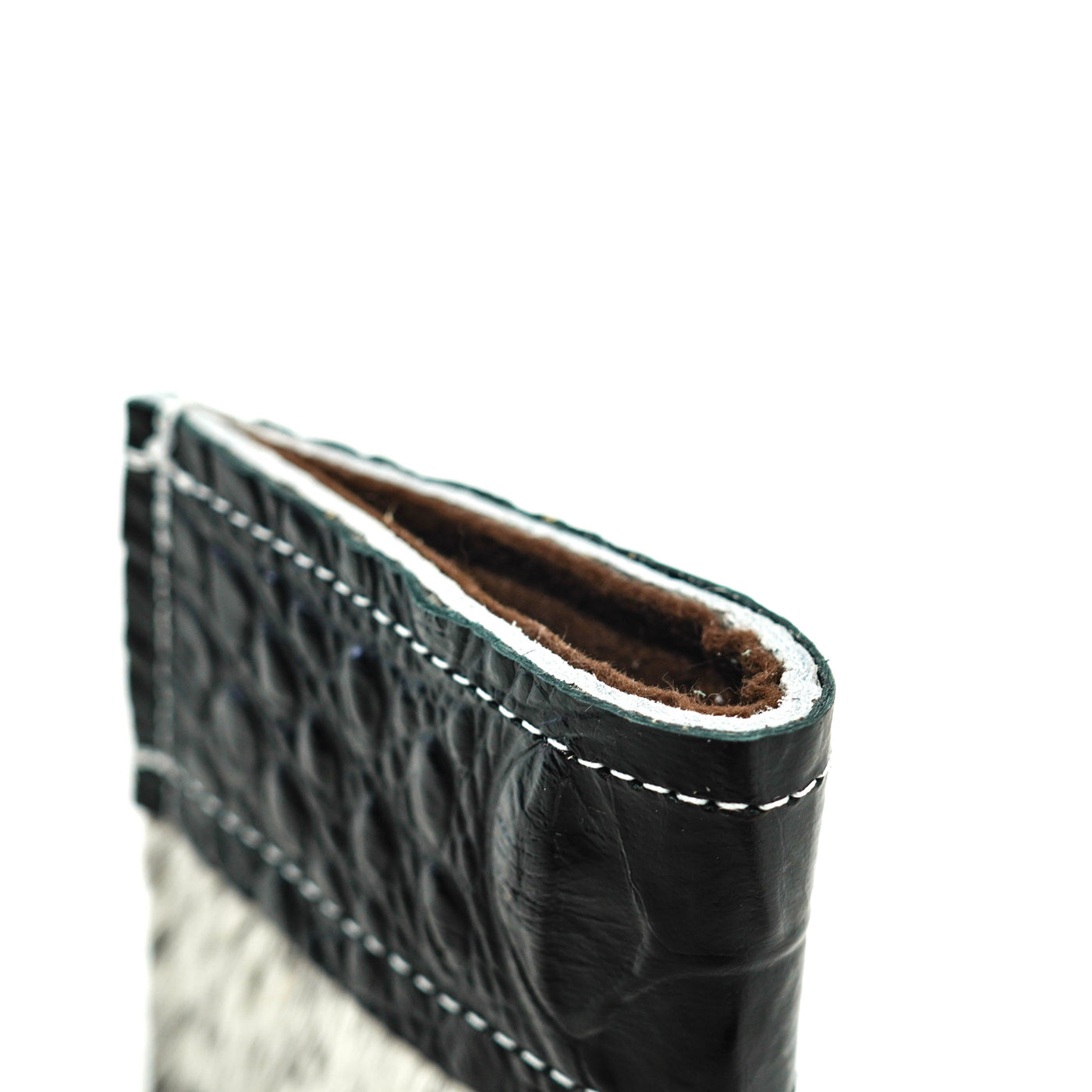 Sunglass Case - Black & White w/ Onyx Croc-Sunglass Case-Western-Cowhide-Bags-Handmade-Products-Gifts-Dancing Cactus Designs